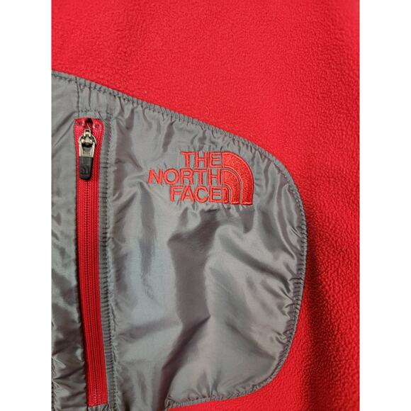 The North Face Full Zip Fleece Jacket Men's Small Red Zipped Pocket Long Sleeve - Picture 2 of 5